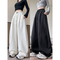 阔腿裤女春秋季新款宽松直筒黑色运动卫裤休闲爵士舞裤子