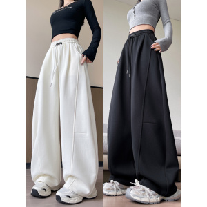 阔腿裤女春秋季新款宽松直筒黑色运动卫裤休闲爵士舞裤子