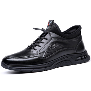 新款秋冬季头层牛皮男鞋潮流英伦运动休闲鞋男韩版圆头皮鞋子