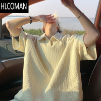 HLCOMAN美式麦穗纹理感短袖男夏季半袖高级感内搭宽松T恤休闲polo衫上衣
