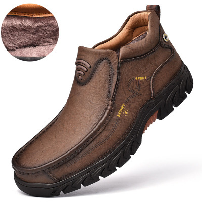 Ideamini冬季高帮户外登山鞋男土马丁靴子防水防滑加绒保暖棉鞋雪地靴靴子