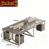 锦北办公桌椅办公室工位简约现代电脑桌椅组合 对坐四人位含柜