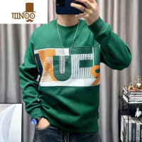 YANXU男士卫衣2023新款潮牌字母刺绣高端圆领套头男装上衣长袖外套