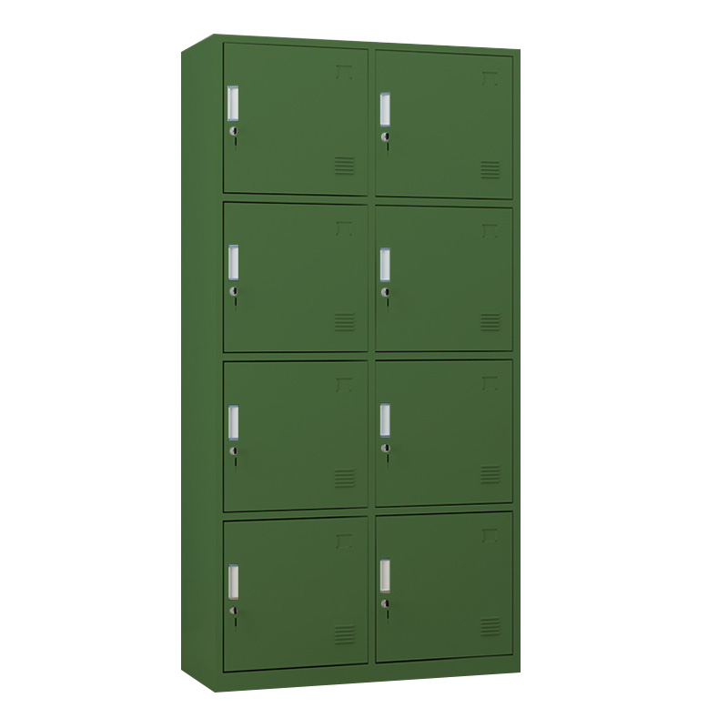 豪利特铁皮更衣柜宿舍储物柜钢制内务柜制式绿皮衣帽柜绿色8门更衣