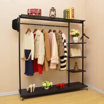 铁艺衣帽架落地卧室挂衣架简易衣服架子单杆式家用挂包衣架置物架