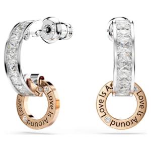 施华洛世奇(SWAROVSKI)耳饰女款时尚镀铑锆石爱心元素耳环送礼佳 White