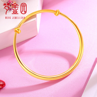 梦金园黄金手镯简约光面儿童镯宝宝镯足金999黄金手镯单只售卖黄金饰品首饰