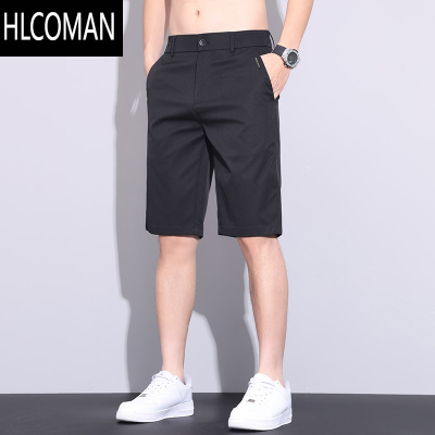 HLCOMAN冰丝速干五分短裤男士宽松直筒休闲中裤2025夏季薄款透气5分西裤