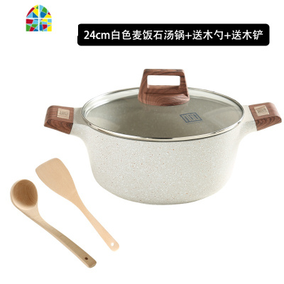 蒸锅蒸煮锅家用不粘锅汽锅双层蒸笼蒸格蒸屉汤锅电磁炉适用 FENGHOU 24cm黑灰色3-5人(3.9升)送勺铲