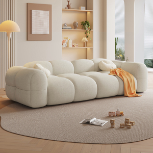 欧梵森意式轻奢新款绒布奶油风果冻布艺沙发网红客厅双拼色沙发大小户型直排沙发 单人位1.6 亲肤科技绒【海绵款】颜色备注