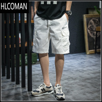 HLCOMAN白色短裤男夏季薄款2025新款潮牌男士外穿五分中裤休闲裤子男夏款