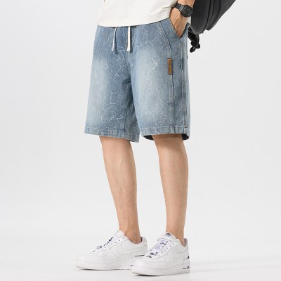 美式复古牛仔短裤男士春夏薄款2026新款潮牌宽松直筒休闲五分中裤