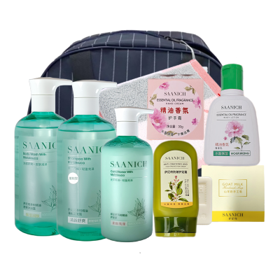 萨尼奇茶树精油沐浴洗漱8件装B 蓬松洗750沐浴750护发400羊奶皂100毛巾120手霜30身体乳120护足霜120