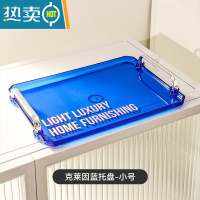 敬平克莱因蓝餐巾盒塑料多功能纸巾盒收纳一体套装客厅茶几抽纸盒ins 双耳托盘-小蓝