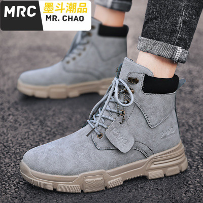 2020新款春季男靴短靴机车高帮英伦靴中帮男鞋墨斗潮品