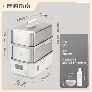 东芝(TOSHIBA)芝味蒸电蒸锅家用双层大容量蒸汽锅全自动婴儿适用炖蒸煮一体多功能锅 ES-20MSTC
