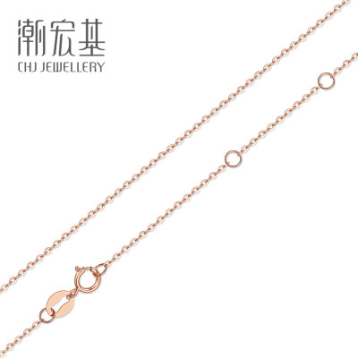 潮宏基百搭18k金O字链项链玫瑰金红白黄多环扣调节配链锁骨链女FQ