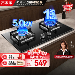 万家乐双高火燃气灶 5.0KW大火力嵌入式台式两用煤气灶液化气双灶具 可适配开孔尺寸 全进风液化气灶JZY-LAY8