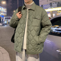 [2.5折价180元]唐狮秋冬季新款棉衣男士衬衫领葫芦格加厚外套潮牌上衣服袄子