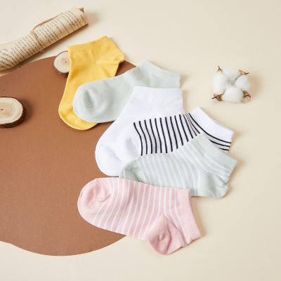 [1件5折价:55]美特斯邦威夏新款袜子女净色条纹六双装短袜女袜子