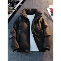 花花公子pu皮棉服男士冬季加厚保暖羽绒棉衣潮牌立领面包服外套