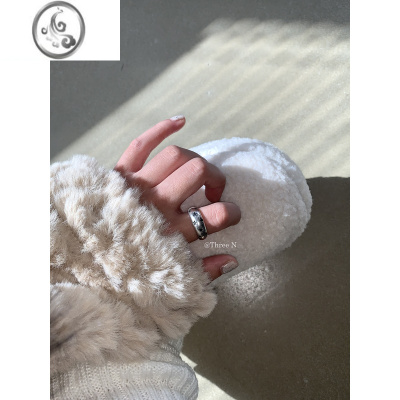 JiMiThree N 复古做旧小众星星纹戒指小众设计两件套可调节开口食指戒