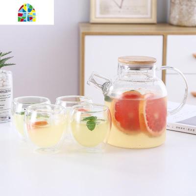 可高温玻璃冷水壶家用凉水杯子套装瓶茶壶装水容器ins风凉杯韩国 FENGHOU 1.8L壶+4个双层杯烧水壶