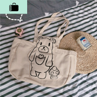 日系原宿风小熊单肩包软妹韩国ins手提帆布包学生文艺复古购物袋NEW LAKE女士单肩包