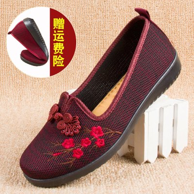 绣花鞋老北京布鞋女新款软底舒适妈妈鞋老太太中老年人平底一脚蹬