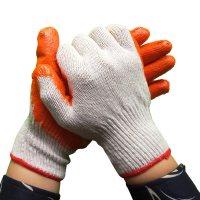 翌嘉YJ5121715平胶手套七针棉纱线浸胶手套耐磨防滑劳保手套(12双)