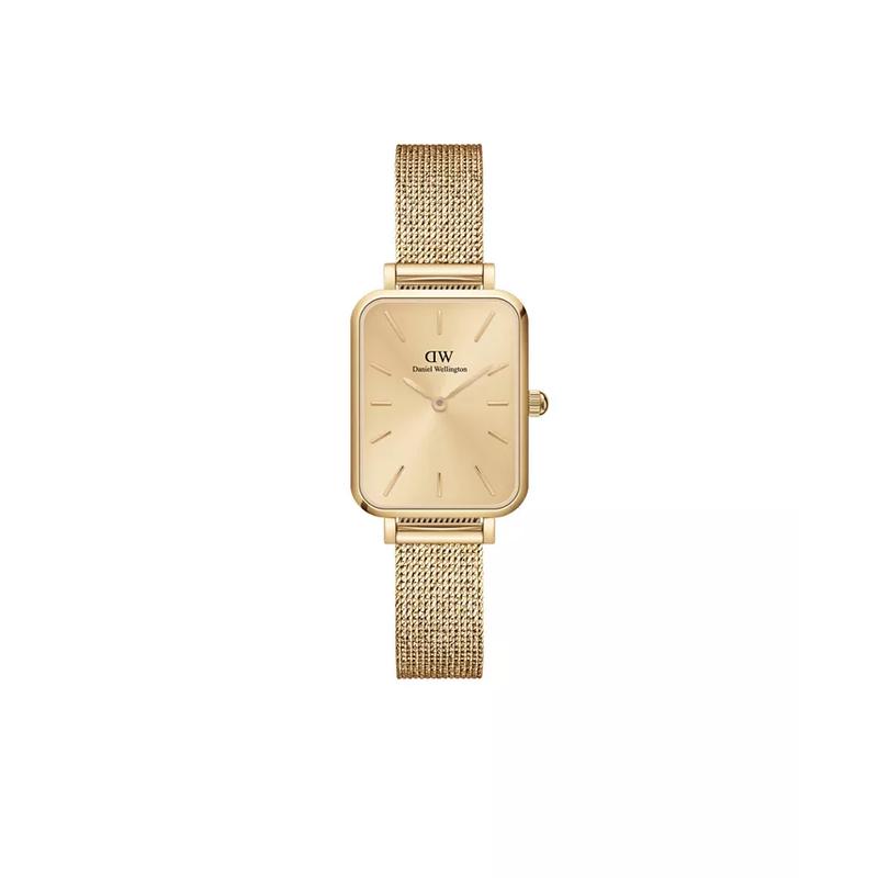 丹尼尔惠灵顿(Daniel Wellington)女款矩形金色不锈钢机械表金属表带时尚简约防水手表