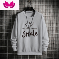 七斓港风笑脸卫衣男潮流白色打底衫宽松圆领无帽ins潮牌上衣服t