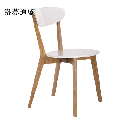 洛苏通盛餐椅简约现代休闲书桌椅餐桌凳子橡木靠背椅原木色骨架/白色圆形座面