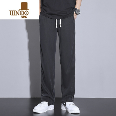 YANXU休闲裤男夏季薄款冰丝直筒裤男款速干裤子男士潮牌运动裤男生长裤