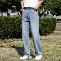 时尚牛仔牛仔裤男士2026年春季新款垂顺直筒宽松百搭浅色休闲裤男