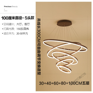 苏宁放心购 吊灯客厅灯现代简约复式楼梯大吊灯北欧灯具轻奢圆环餐厅灯饰网红