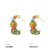 925纯银耳针麦田原野串珠耳钉女耳环耳饰韩国网红小众配饰