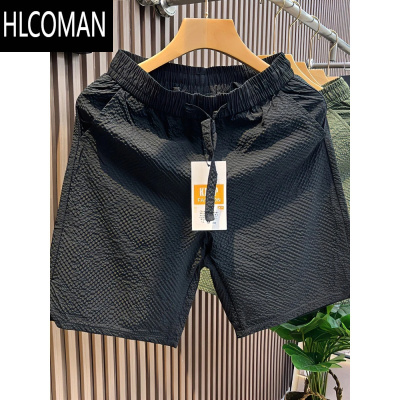 HLCOMAN泡泡纱速干短裤男夏季薄款百搭休闲中裤子美式宽松运动沙滩五分裤