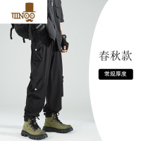 YANXU2023秋季潮流百搭休闲裤男生高街潮牌宽松直筒束脚机能垂感工装裤
