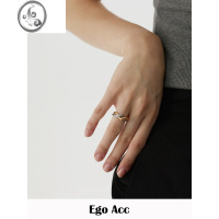 JiMiEgo Acc莫比乌斯 高级感金银拼色缠绕双指环环相扣戒指设计师戒指