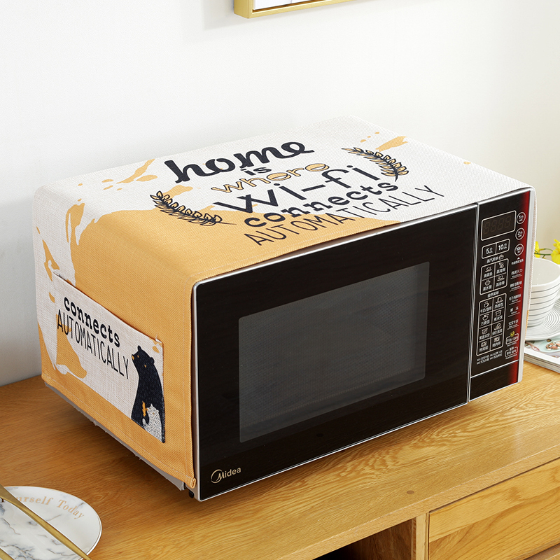 床头柜盖巾棉麻布艺盖布防水防油罩通用烤箱罩防尘罩微波炉罩 泼墨 防水.洗衣机.冰箱[140*55cm]