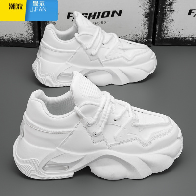 聚范男鞋秋季潮牌青少年百搭休闲跑步气垫运动厚底增高纯白色老爹潮鞋