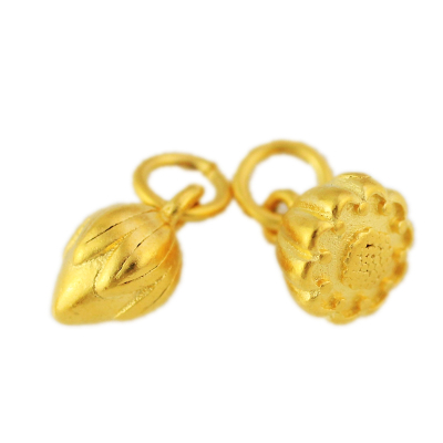 仿黄金饰品坠子DIY红绳手链花蕾花苞配件黄铜镀金莲蓬头沙金挂件送女朋友老婆情人节七夕生日礼物