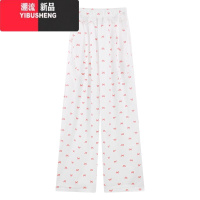 YIBUSHENG蝴蝶结蕾丝阔腿裤女2024新款季薄款宽松休闲裤显瘦长裤黑色裤子