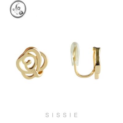 JiMi复古玫瑰花朵夹耳式耳环蚊香盘无耳洞女无洞耳夹高级感无痛耳饰