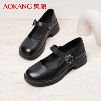 奥康女鞋时尚休闲舒适百搭玛丽珍皮鞋牛皮透气简约浅口通勤单鞋