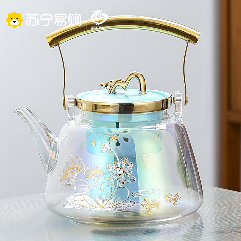 元青(MULTIPOTENT)煮茶壶小风雅一品青莲国潮风大提梁煮茶壶(新款陶瓷内胆)