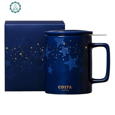 马克杯带盖杯子男女陶瓷ins情侣杯办公室茶杯茶水分离咖啡杯封后