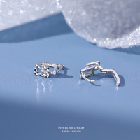 s999足银棱面几何切割方形耳钉轻奢高级感个性冷淡风气质耳扣批发送女朋友老婆情人节七夕生日礼物