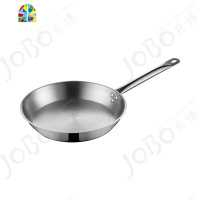 不锈钢复合底煎锅 单柄无涂层煎锅 素面平底煎盘管柄钢面炒锅牛排 FENGHOU 银色(Φ260*H47mm)